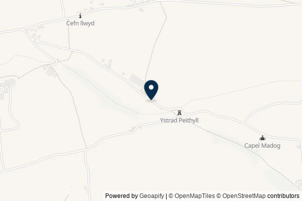 Map showing the area around: Dan Q posted a note for GC23P6J Badge Cache Capel Madog