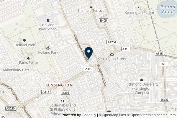 Map showing the area around: Dan Q couldn’t find GC1R2BV Kensington Town Hall Ghost