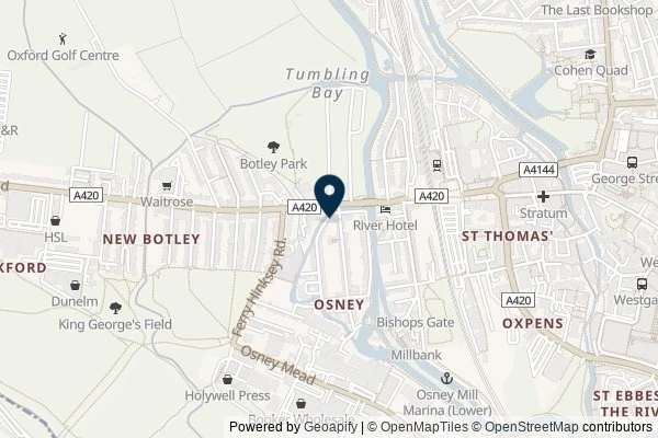Map showing the area around: Dan Q couldn’t find GC25WGX The ox-stream caching series – Osney Stream