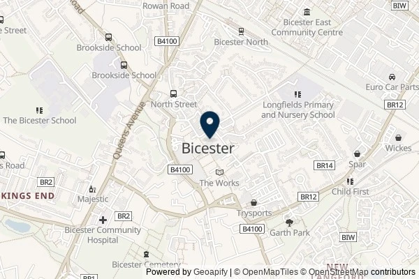 Map showing the area around: Dan Q couldn’t find GC73RKM Church Micro 9015…Bicester – Methodist GOOD’N