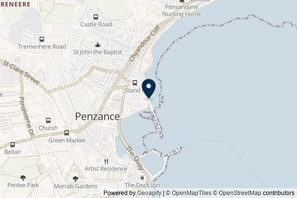 Map showing the area around: Dan Q found GC6BN1T Mount View 1 – Penzance Sailing Club