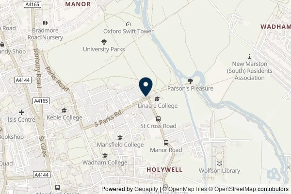 Map showing the area around: Dan Q posted a note for GC54D2Y Oxford Medical History #1: Medical mould