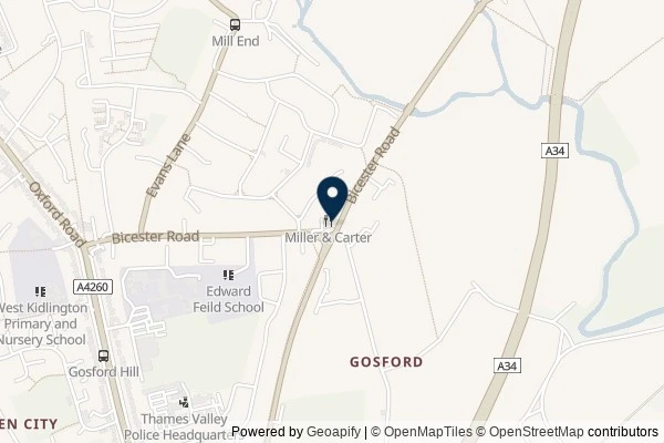 Map showing the area around: Review of Miller & Carter Kidlington