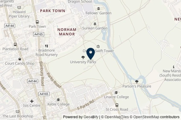 Map showing the area around: Review of University Parks