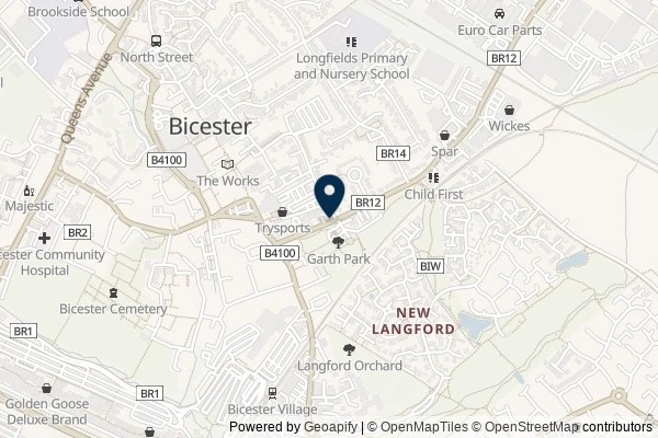 Map showing the area around: Review of Bicester Children and Family Services