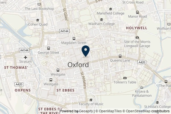 Map showing the area around: Review of The Covered Market Oxford