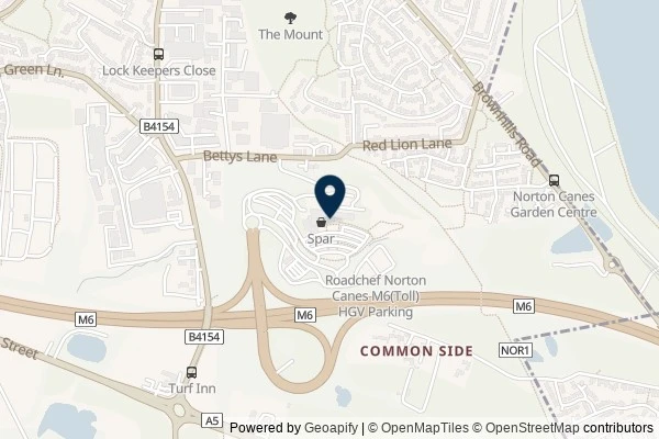 Map showing the area around: Review of Roadchef Norton Canes M6 (Toll)