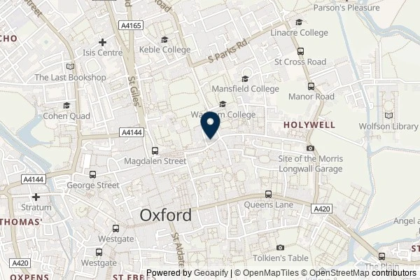 Map showing the area around: Review of Bodleian Library Café