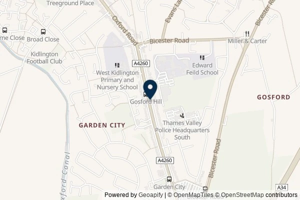 Map showing the area around: Review of Gosford Hill [bus stop]