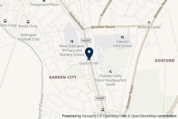 Map showing the area around: Review of Gosford Hill [bus stop]