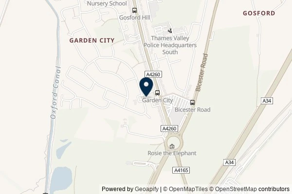 Map showing the area around: Review of Kidlington Green Gardens