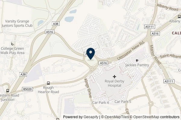 Map showing the area around: Dan Q found GC6436N I can see the helipad from up here