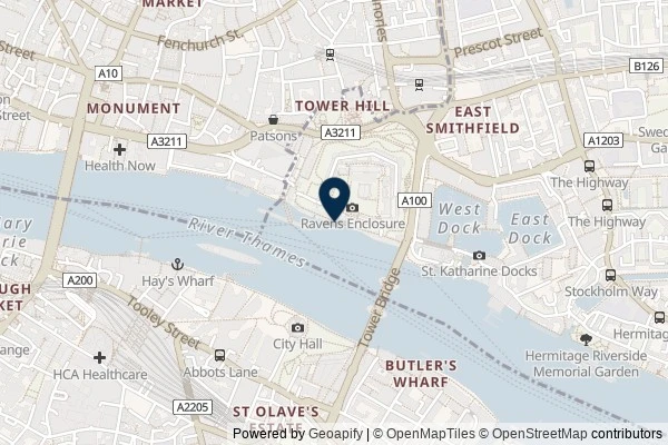 Map showing the area around: Dan Q found GC13M78 From a Swan to the Canary: Tower – Save me!