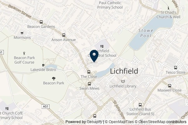 Map showing the area around: Dan Q found GC7B9HC Church Micro 11050…Lichfield Cathedral