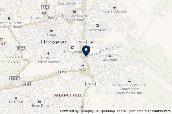 Map showing the area around: Dan Q found GC811W7 SideTracked – Uttoxeter