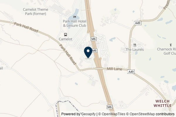 Map showing the area around: Dan Q found GC2X86M Travel Bug Hotel – Charnock Richard Services North