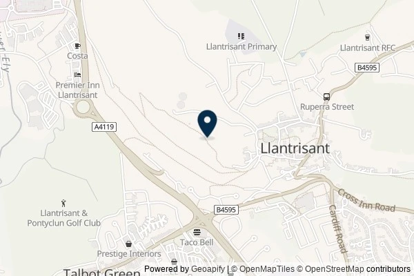 Map showing the area around: Dan Q found GC49ERR #5 Billy Wynt – Up Top