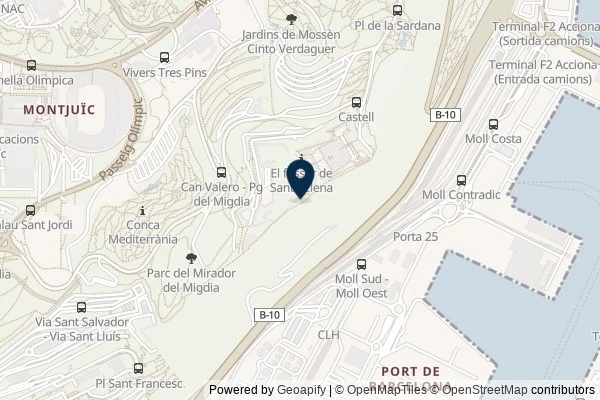 Map showing the area around: Dan Q found GC2192B Improvisado #2 Montjuïc- Rincón de paz