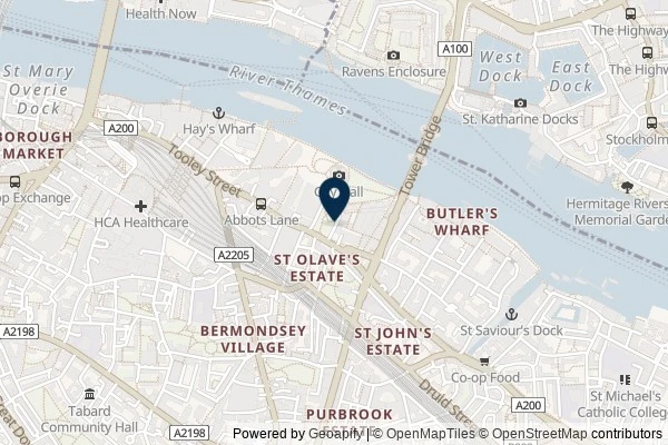 Map showing the area around: Dan Q found GC4ZMV4 Tower Bridge TB HOTEL