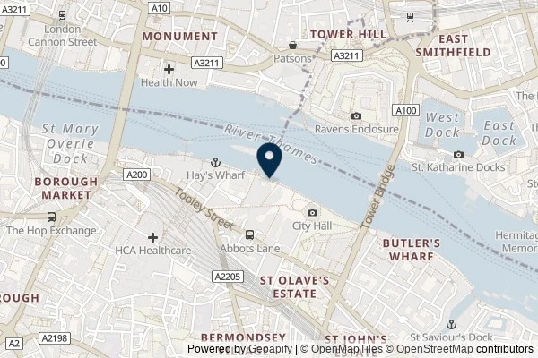 Map showing the area around: Dan Q found GC4ZAJ2 HMS Belfast