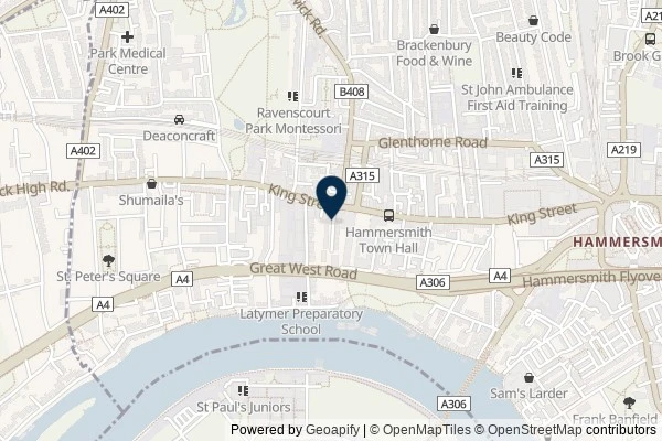 Map showing the area around: Dan Q found GC91BEK TUBE SideTracked – Ravenscourt Park