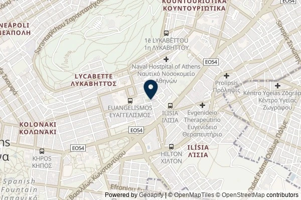 Map showing the area around: Dan Q found GC2K167 Petraki Monastery – NIMTS