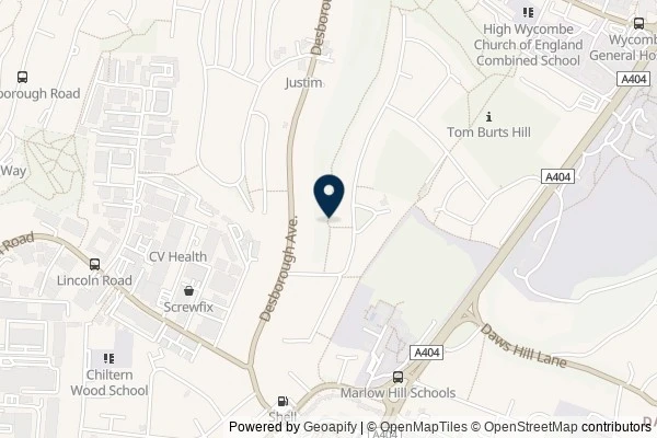 Map showing the area around: Dan Q found GC2HDCZ Tom Burts Cache 4