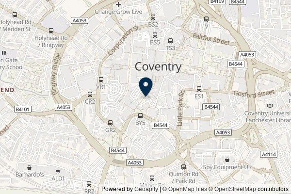 Map showing the area around: Dan Q found GC34G3G Coventry – Hertford Street