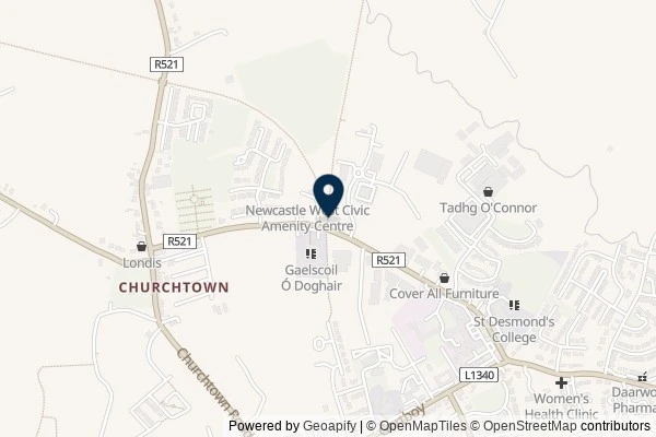 Map showing the area around: Dan Q did not find GC9DV5M GST 53 – Newcastle West Station