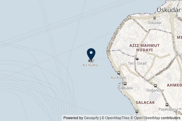 Map showing the area around: Dan Q found GC7B79C Kız Kulesi/Maiden’s Tower- Virtual Reward