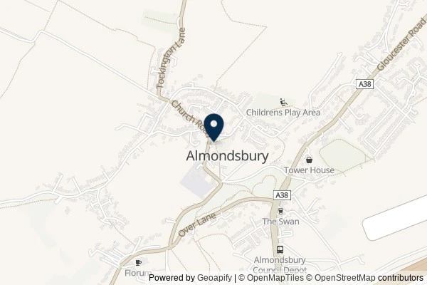 Map showing the area around: Dan Q found GC1QR0V Church Micro 605 Almondsbury