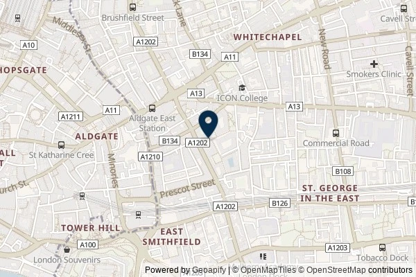 Map showing the area around: Dan Q did not find GC6R926 TUBE SideTracked - Aldgate East
