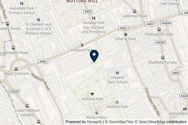 Map showing the area around: Dan Q found GL53DQ5A Holland Park #1