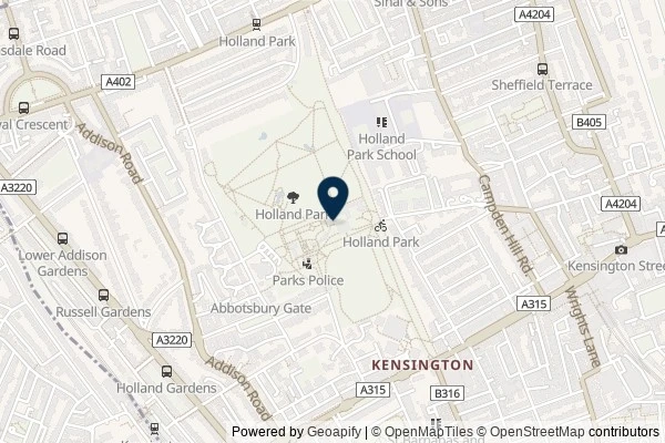 Map showing the area around: Dan Q found GL53DQ7Z Holland Park #2