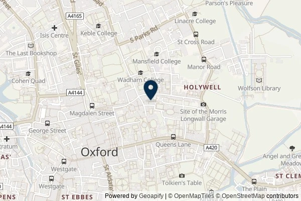Map showing the area around: Dan Q found GLDWG1F9 Alleyways of Oxford – St Helen’s Passage