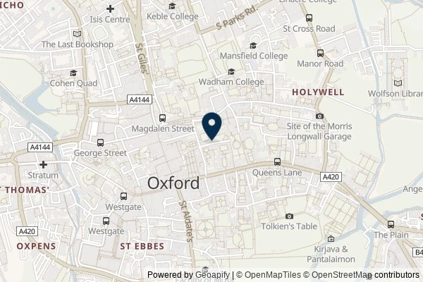 Map showing the area around: Dan Q found GLF2Y14V Alleyways of Oxford – Brasenose Lane