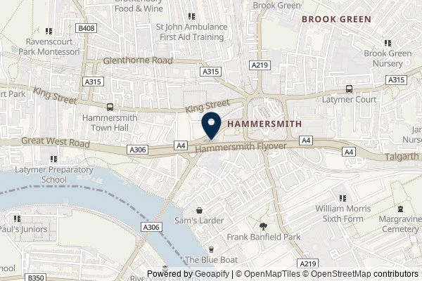 Map showing the area around: Dan Q found GLH6F69Q Church Micro 5947…Hammersmith – St Pauls