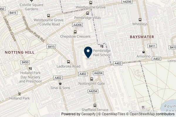 Map showing the area around: Dan Q found GLH6J1M9 Notting Hill Gate.