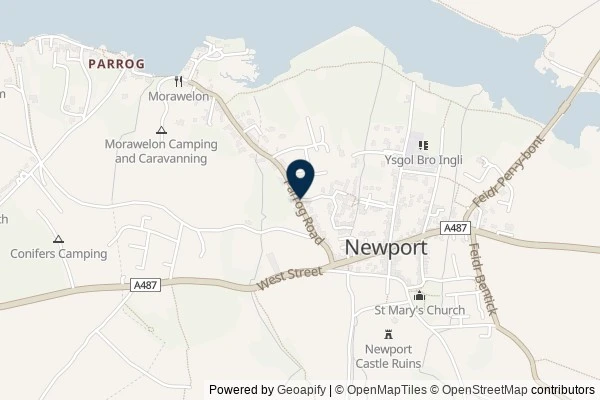 Map showing the area around: Dan Q found GLR8Y7C0 Road to Parrog