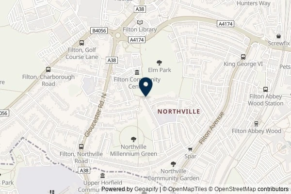 Map showing the area around: Dan Q found GLVJCWV0 Filton 4 (Elm Park)