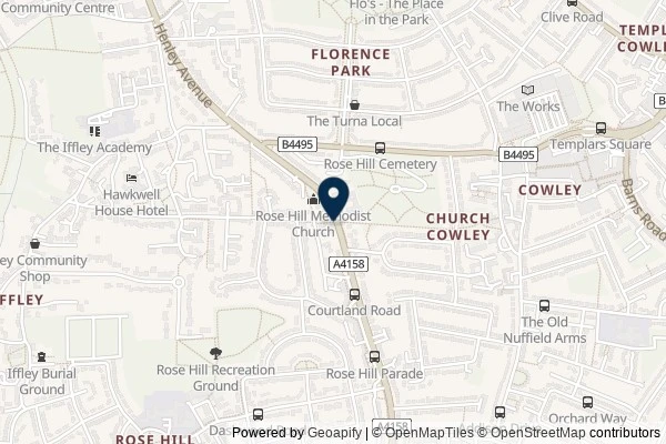 Map showing the area around: Dan Q found GLVZTV5X Cowley to the Thames 2; the cut through.