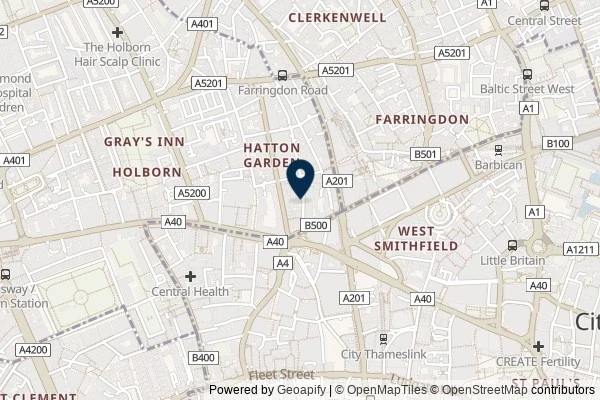 Map showing the area around: Dan Q found GLW6FRYF St Etheldreda’s (Central London)