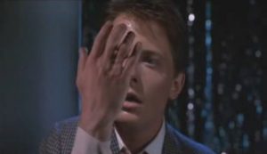 Marty begins to disappear.