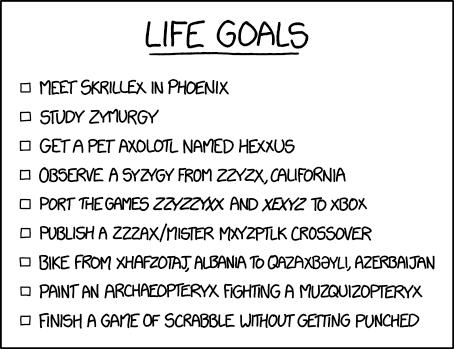 XKCD: Life Goals