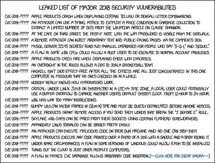 XKCD 1957 - 2018 CVE List