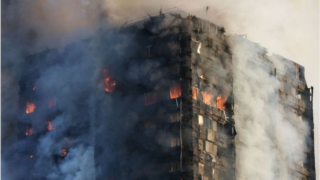Grenfell tower ablaze