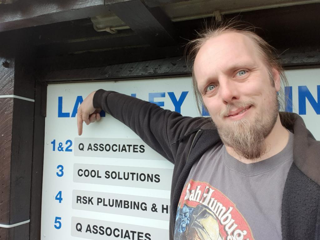 Dan at the car park of "Q Associates"