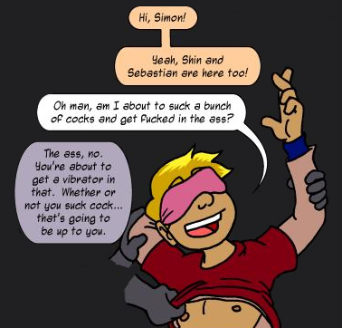 Frame from Tailsteak's 20-page comic "Escape Room"