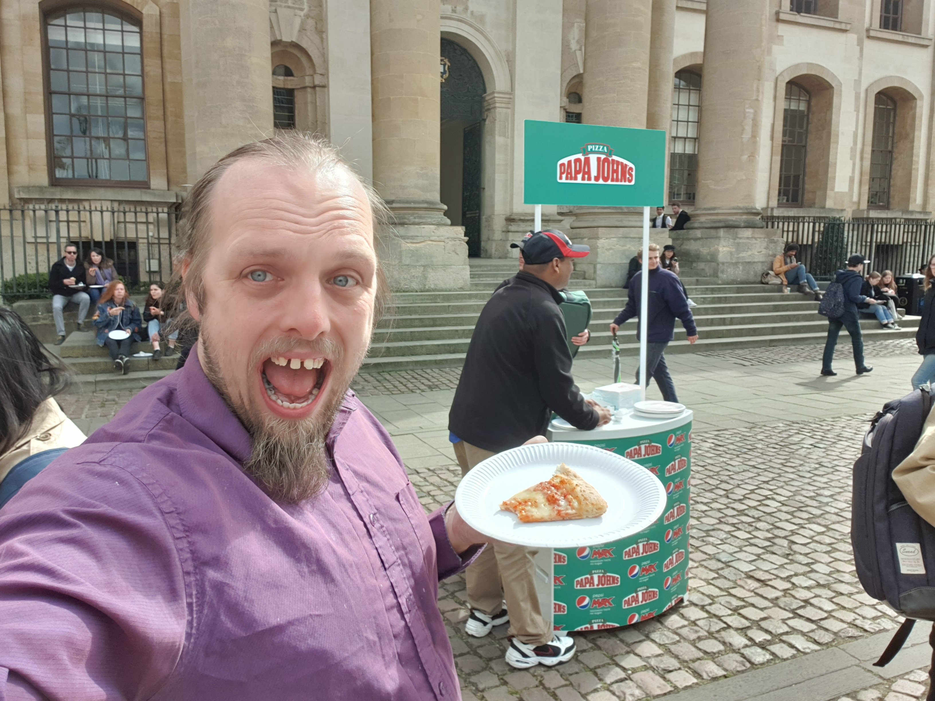 Dan receiving free pizza