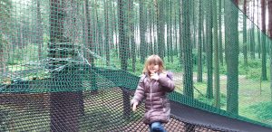 Annabel bounces in the nets.